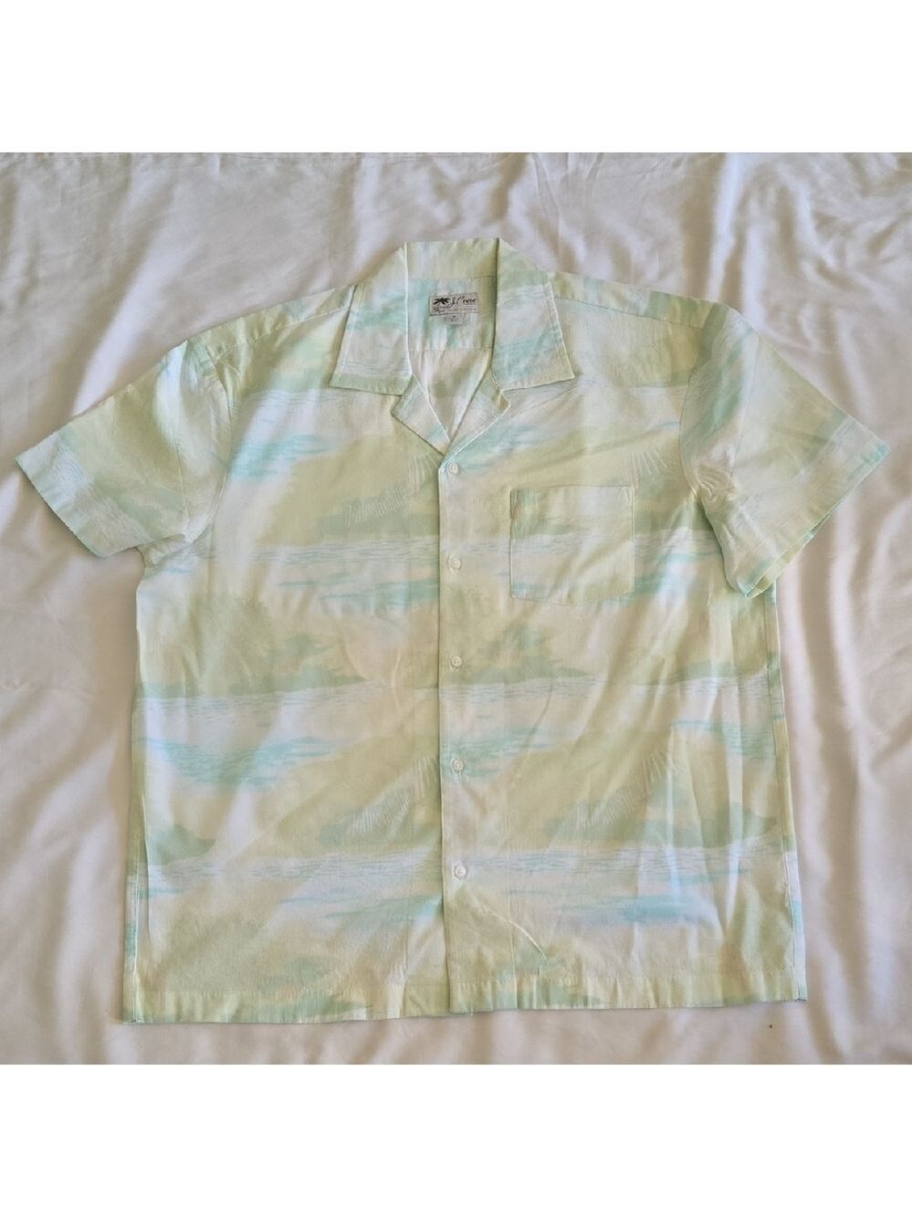 J. Crew Pale Green and Light Blue Short-Sleeve Button Shirt